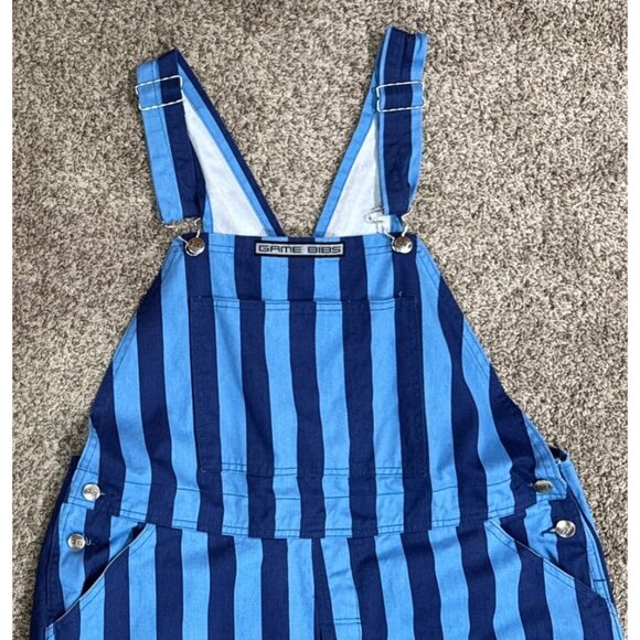 Game Bibs Sz Large Navy Blue Light Blue Overalls Fan Overalls Adult - Picture 2 of 4